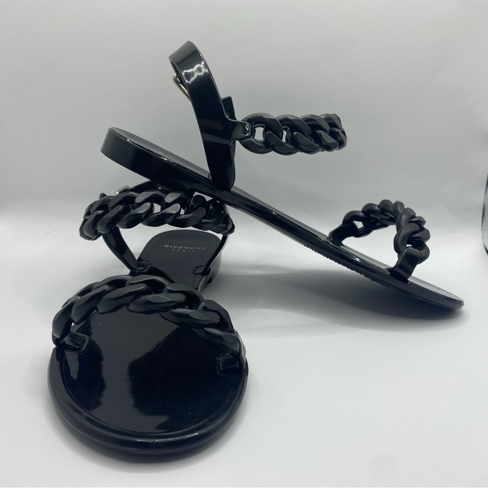 NIB Givenchy Black Chain Strap Jelly Sandal Size 5